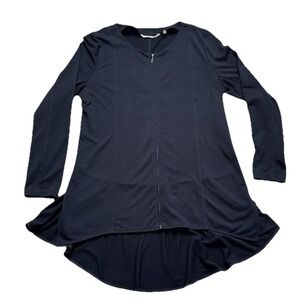 Soft Surroundings Jacket Womens Size M‎ Black Knit Full Zip Ruffle Back